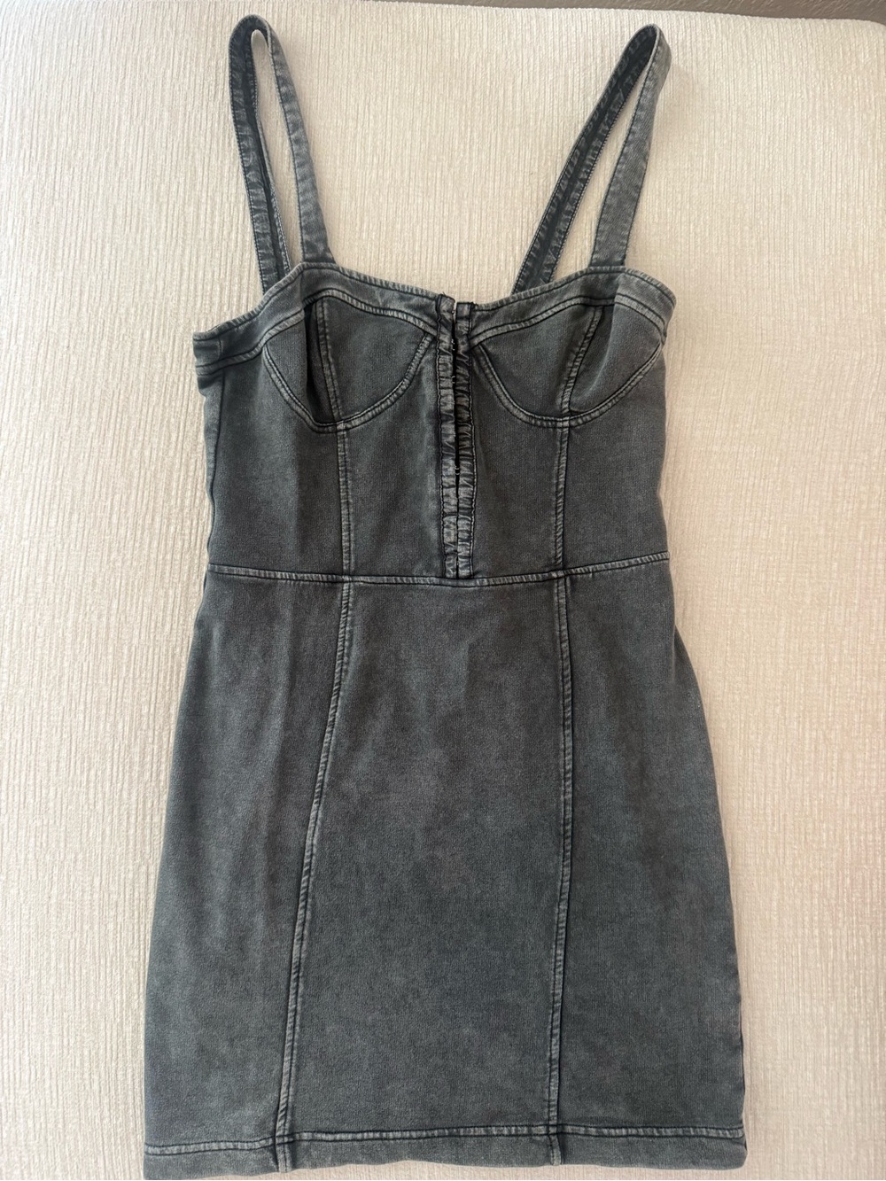 Free People Washed Black Bustier Mini Dress